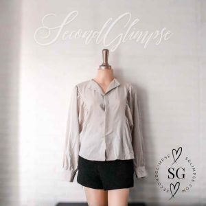 Beige Polo Blouse with Classic Collared Design