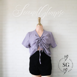 Lilac Ruched Drawstring Crop Top