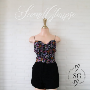 Floral Print Sweetheart Neckline Spaghetti Strap Crop Top